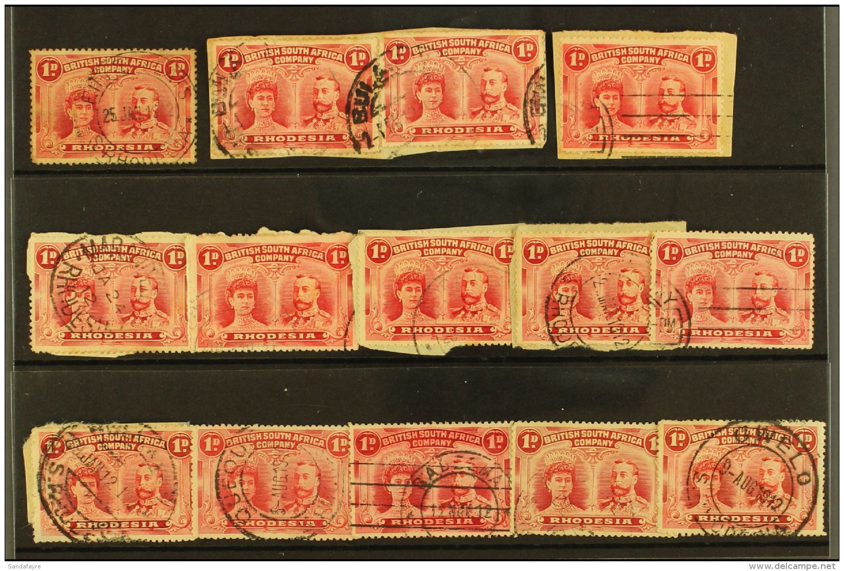 1910-13 1d DOUBLE HEADS With "OD" FLAWS, Group Of 13, Each With The Flaw, Different Stages Of The Flaw Also... - Other & Unclassified
