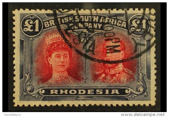 1910-13 &pound;1 Rose Red And Bluish Black Double Head, SG 166, Neat Part Salisbury Remainder Cds, Tiny Hinge... - Other & Unclassified