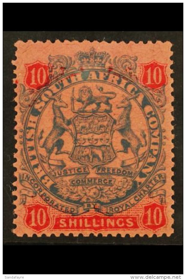 1896-97 10s Slate And Vermilion On Rose Arms, SG 50, Fine Mint, Upper Value Tablet Shifted Downwards... - Autres & Non Classés