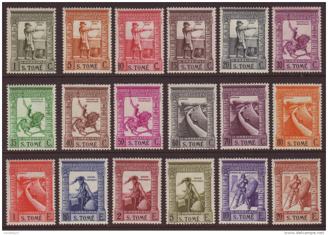 ST TOME E PRINCIPE 1938 "Imperio" Complete Postage Set Inscribed "S.TOME", SG 344/361, Never Hinged Mint. (18... - Autres & Non Classés