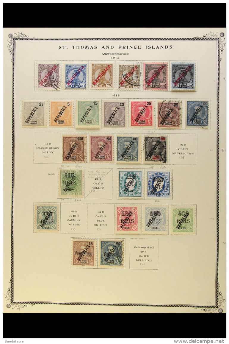 ST THOMAS &amp; PRINCE ISLANDS 1870-1953 ALL DIFFERENT COLLECTION (Cat &pound;2450+) Presented On A Set Of Printed... - Other & Unclassified