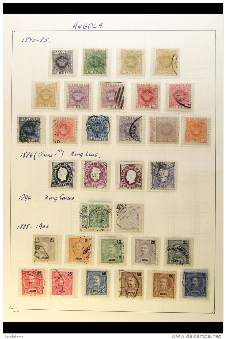 ANGOLA 1875-1967 COLLECTION In Hingeless Mounts On Leaves, Mint Or Used, Inc 1875-85 Crown Types, 1886 To 200r... - Autres & Non Classés