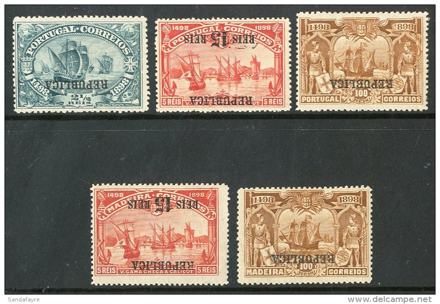 1911 2&frac12;r, 15r On 5r &amp; 100r Vasco (Portugal) And 15r On 5r &amp; 100r Vasco (Madeira) All With... - Other & Unclassified