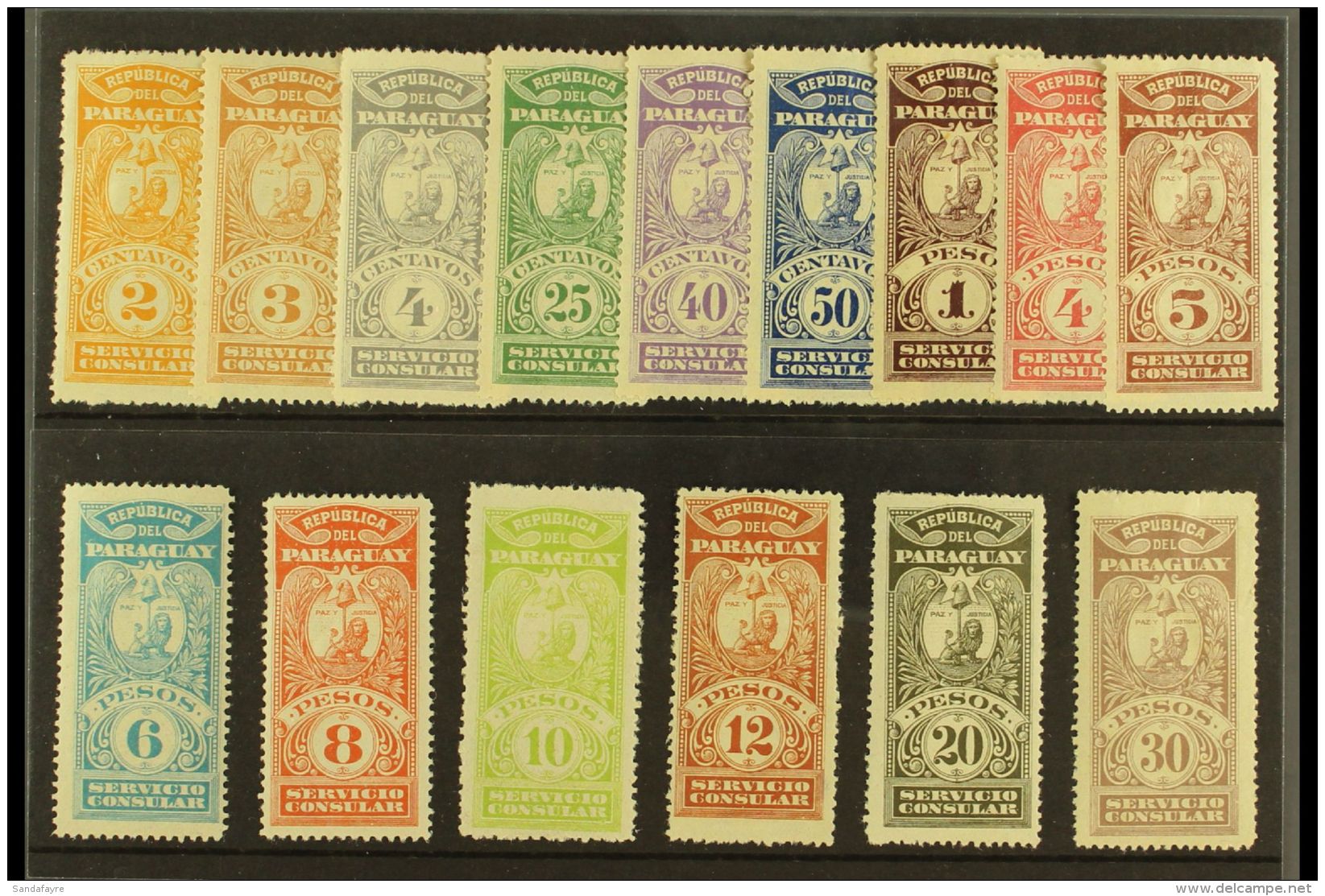 REVENUE STAMPS CONSULAR SERVICE 1900 (inscribed "Servicio Consular") Most Values To 30p (between Forbin 1 &amp;... - Paraguay