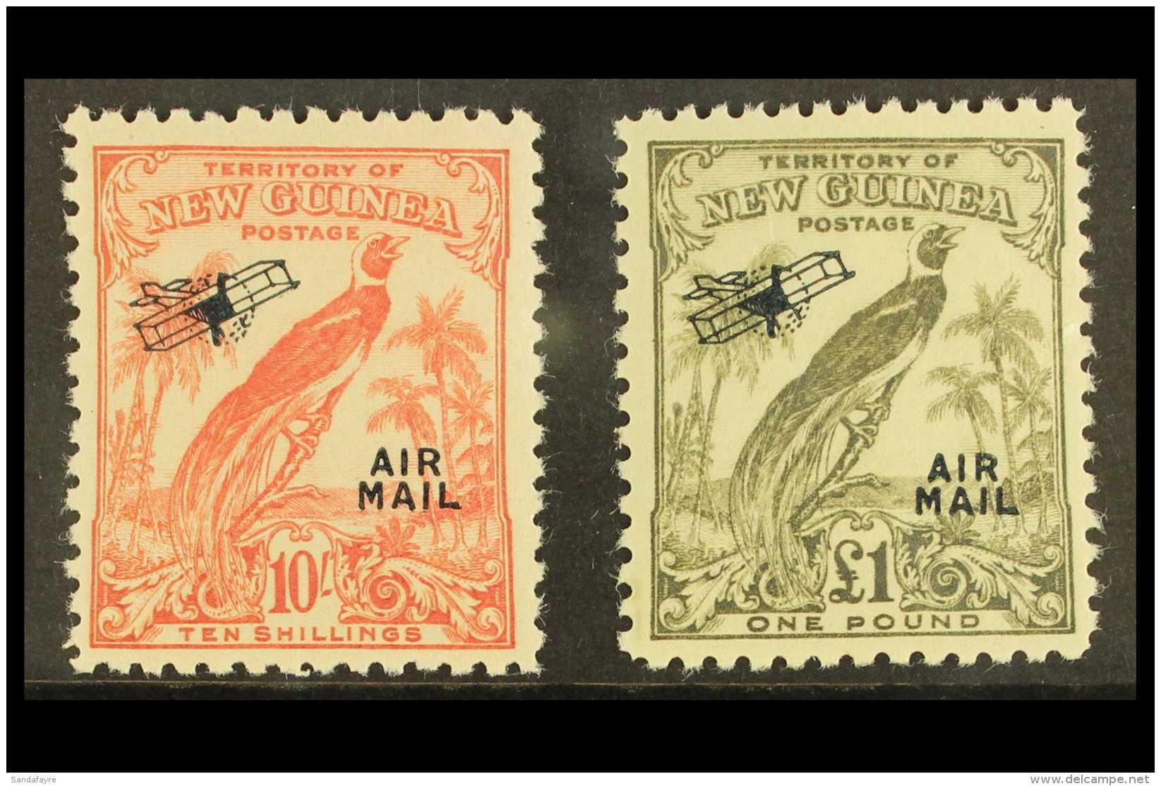 1932-34 Air 10s &amp; &pound;1 High Values, SG 202/3, Lightly Hinged Mint (2 Stamps) For More Images, Please Visit... - Papua New Guinea