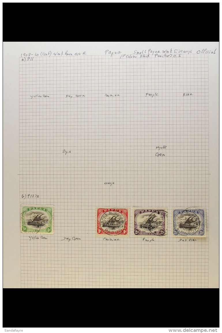 OFFICIALS 1908 - 1932 Mint And Used  Collection Written Up On Pages Including 1908-10 Perf "OS" Perf 12&frac12;... - Papua-Neuguinea