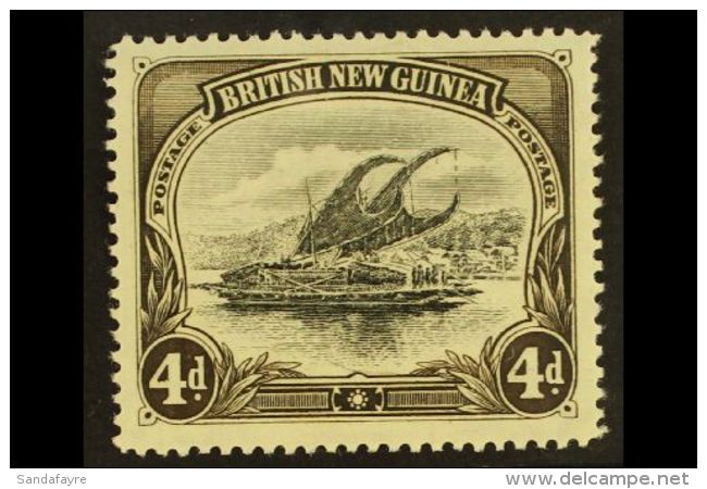 1901-05 4d Black &amp; Sepia Lakatoi Wmk Horizontal, SG 5, Fine Mint, Fresh. For More Images, Please Visit... - Papua New Guinea