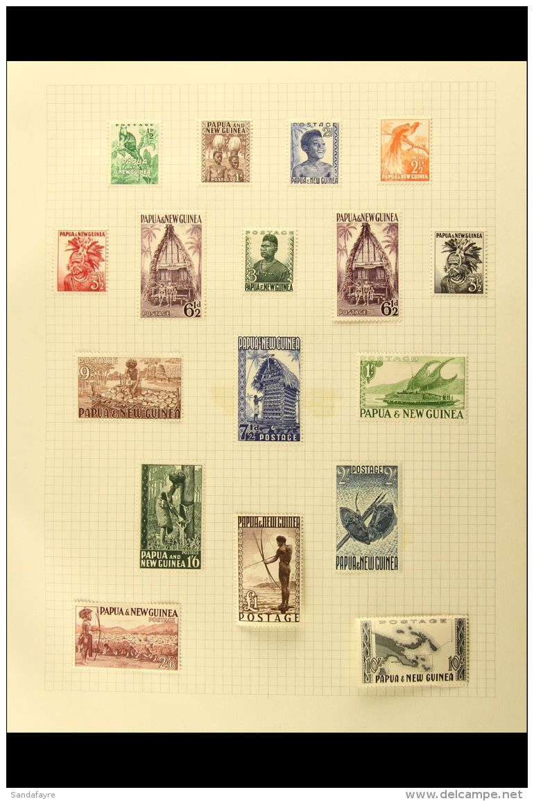 1952-66 FINE MINT COLLECTION On Album Pages, Includes 1952-58 Complete Defin Set, 1958-60 Defin Set, 1964-65 Birds... - Papua New Guinea