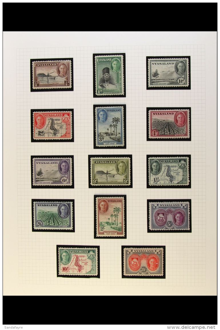 1945-51 KGVI Complete Sets Incl. 1945 Defins &amp; 1948 Royal Silver Wedding, SG 144/70, Fine Mint (27). For More... - Nyassaland (1907-1953)