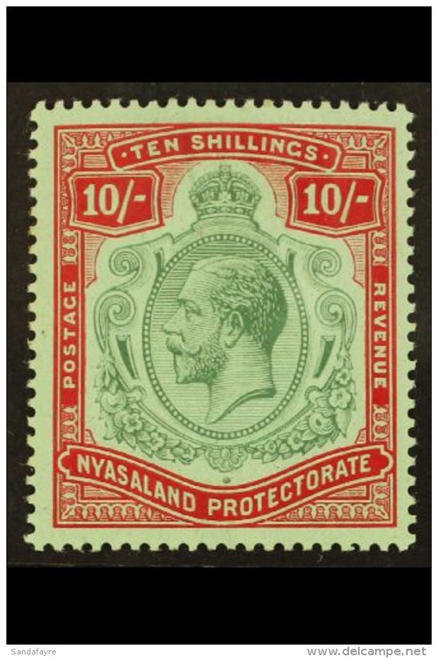 1913-21 10s Green &amp; Deep Scarlet On Green, Wmk Mult Crown CA, SG 96e, Very Fine Mint. For More Images, Please... - Nyasaland (1907-1953)