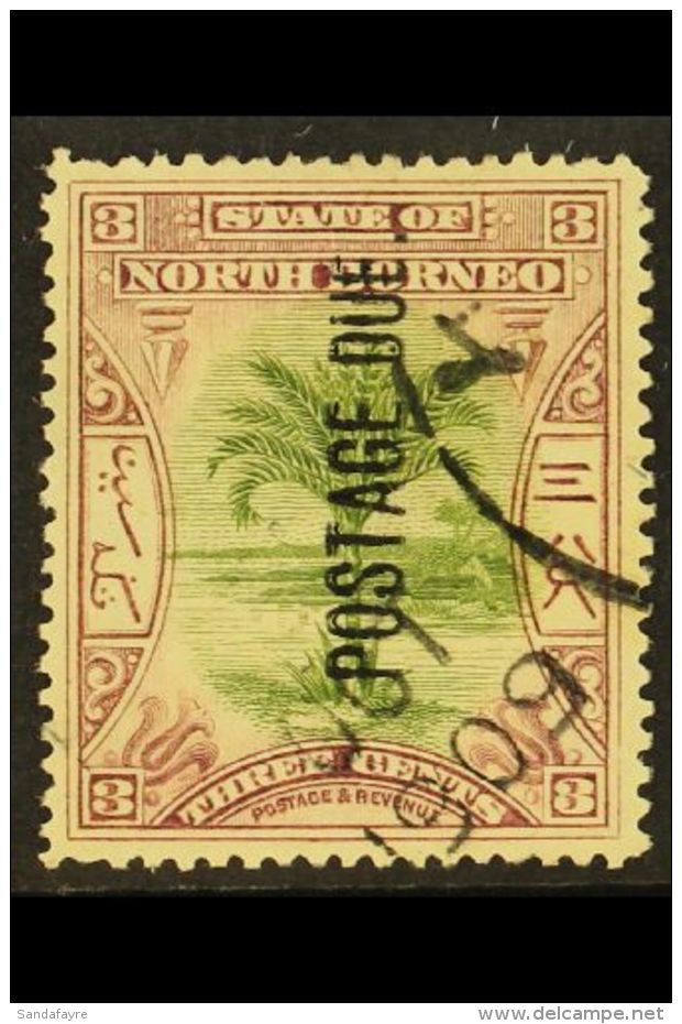 POSTAGE DUES 1901 3c Green And Dull Mauve, SG D27, Very Fine Used. For More Images, Please Visit... - North Borneo (...-1963)