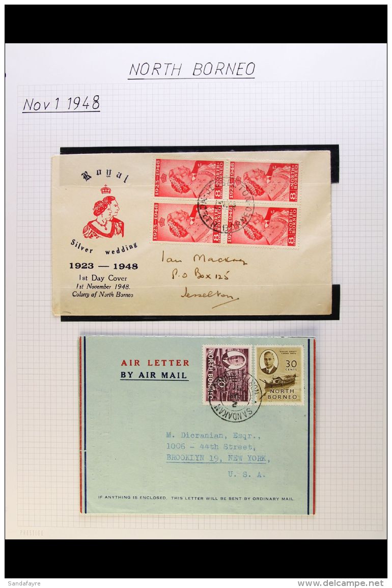 1948-1966 Small Cover Group Written Up On Leaves, Inc Airmail Cover With Multiple Frankings Inc One Registered... - Bornéo Du Nord (...-1963)