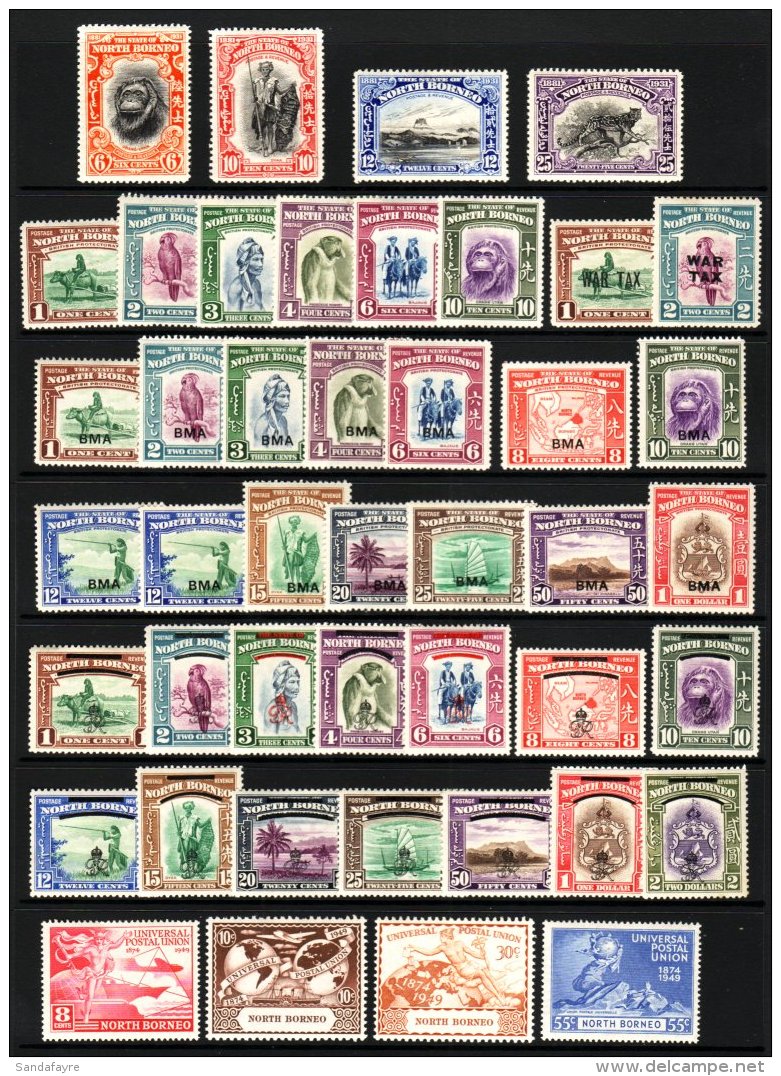 1931-49 VERY FINE MINT COLLECTION On A Stockcard. Includes 1931 Anniversary 6c, 10c, 12c &amp; 25c, 1939 Pictorial... - North Borneo (...-1963)