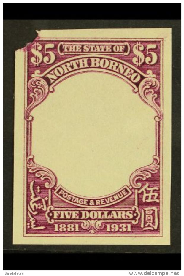 1931 $5 50th Anniv, As SG 302, Imperf Proof, Frame Only Without Vignette, In Issued Colour On Ungummed Paper,... - North Borneo (...-1963)