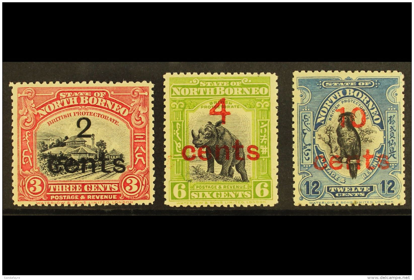 1916 Surcharges Set, SG 186/188, Fine Mint. (3) For More Images, Please Visit... - North Borneo (...-1963)