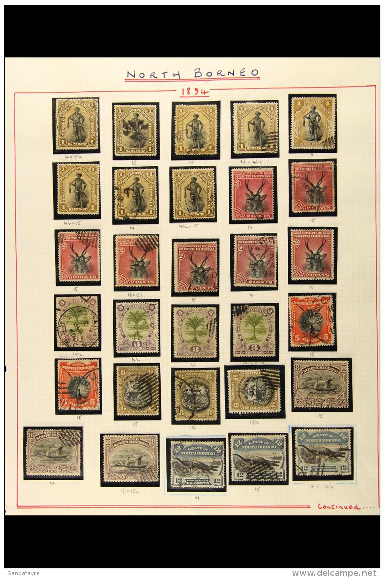 1894-95 USED COLLECTION On Album Pages With Most Stamps Being Fine Postally Used With Cds Postmarks, Includes 1894... - North Borneo (...-1963)