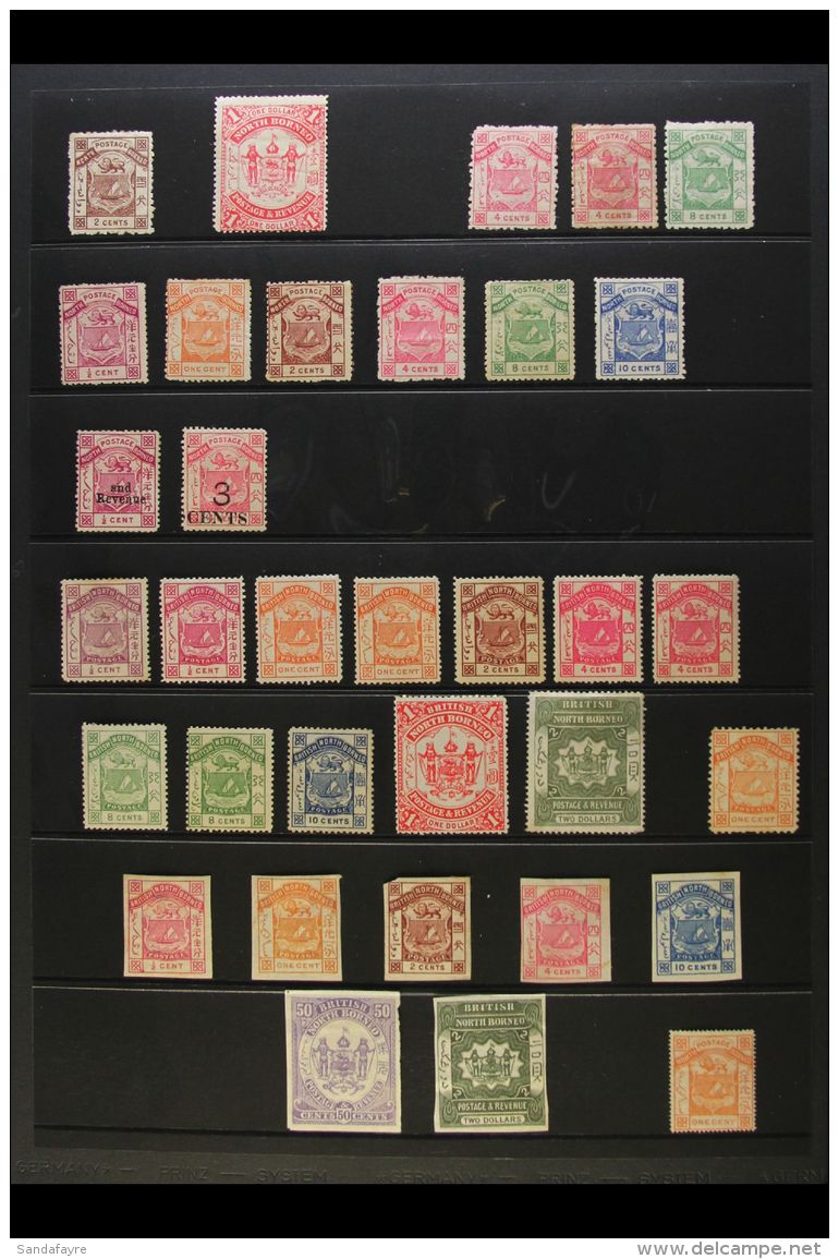 1883-87 MINT &amp; UNUSED COLLECTION Presented On Stock Pages. Includes 1883 2c, 1883 $1 (crease), 1883 4c (x2)... - North Borneo (...-1963)