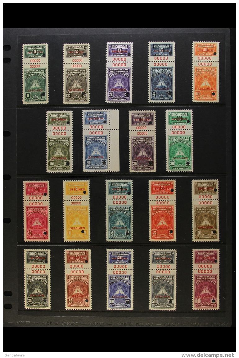 REVENUES American Bank Note Company Archive "Tabbed" Revenue SPECIMENS, All Different With Values To 1000... - Nicaragua