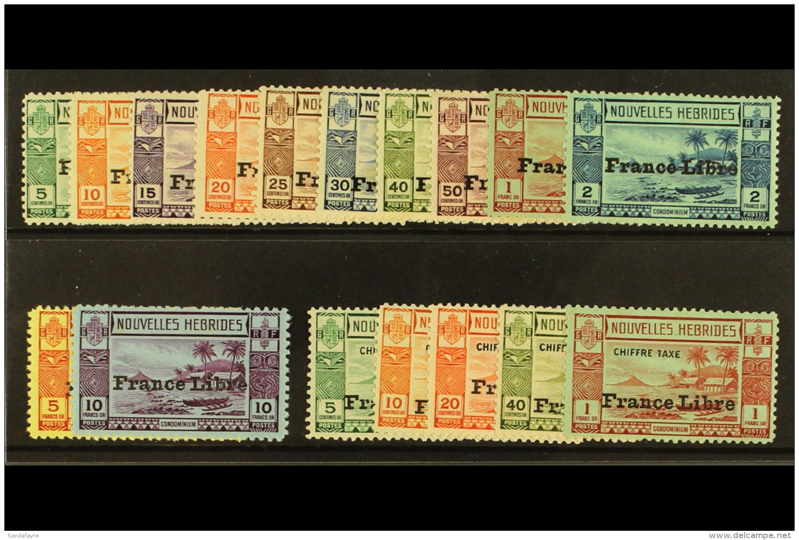 FRENCH: 1941 "FRANCE LIBRE" OVERPRINTS Complete Set And Postage Due Set, SG F65/76 And FD 77/81, Mint Some With... - Other & Unclassified