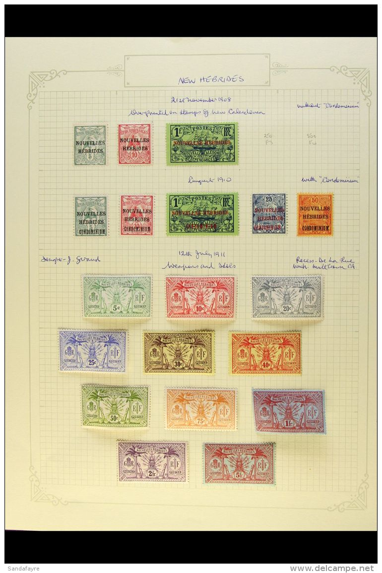 FRENCH: 1908-80 FINE MINT OR NEVER HINGED COLLECTION Written Up On Pages, Incl. 1908 5c, 10c And 1f, 1910-11 Set,... - Autres & Non Classés
