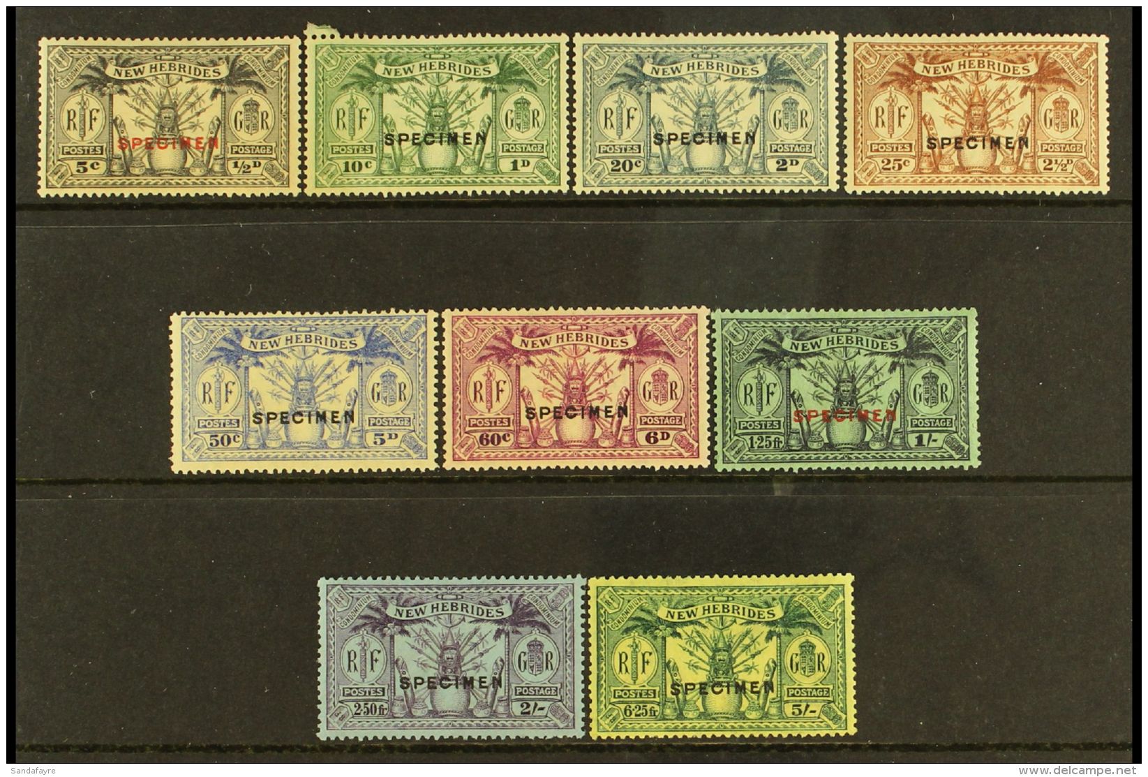 1925 Weapons And Idols Set, Wmk Script, Ovptd "Specimen", SG 43s/51s, Very Fine Mint. (9 Stamps) For More Images,... - Other & Unclassified