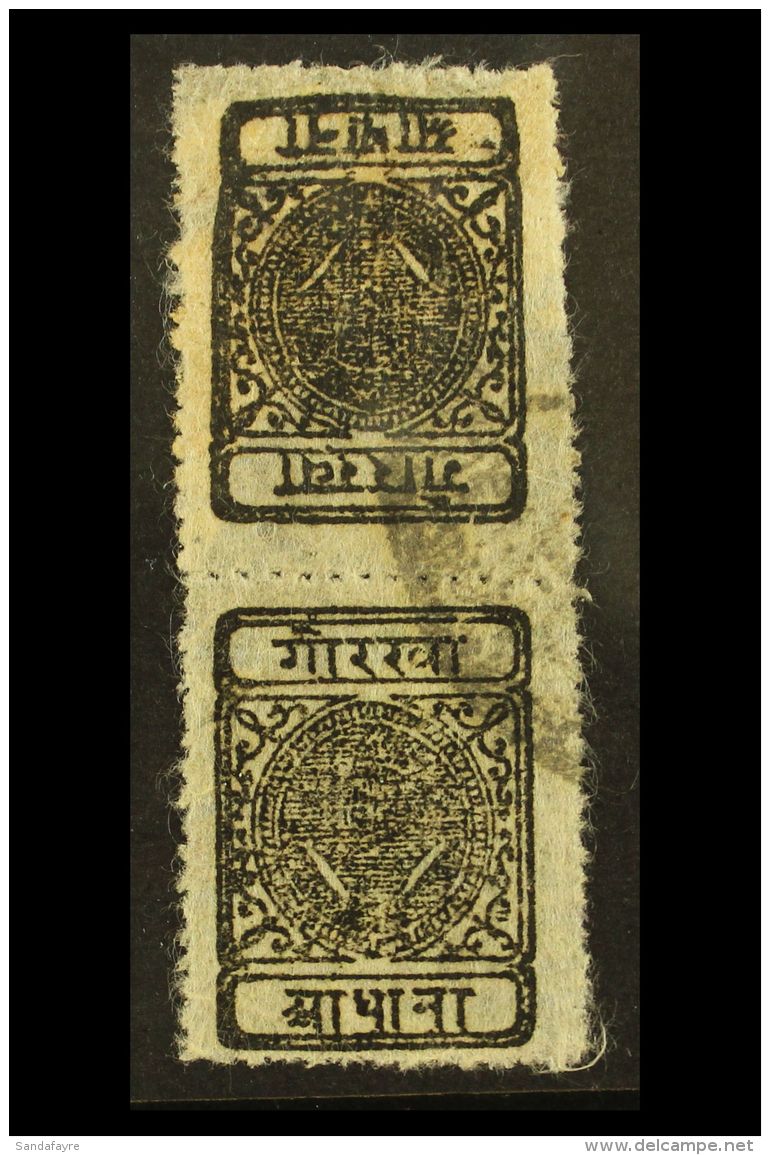 1900 &frac12;a Black Pin-perf Vertical TETE-BECHE PAIR, H&amp;V 24a, Very Fine Used. For More Images, Please Visit... - Nepal