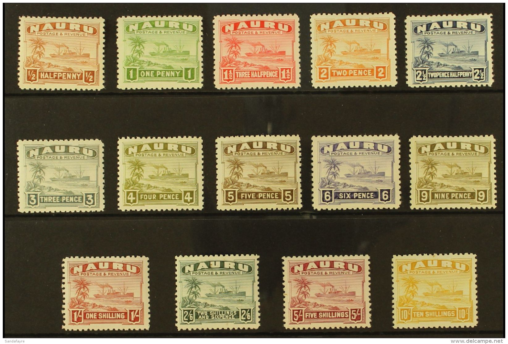 1937-48 Freighter On Shiny White Paper Set Complete, SG 26B/39B, Never Hinged Mint (14 Stamps) For More Images,... - Nauru