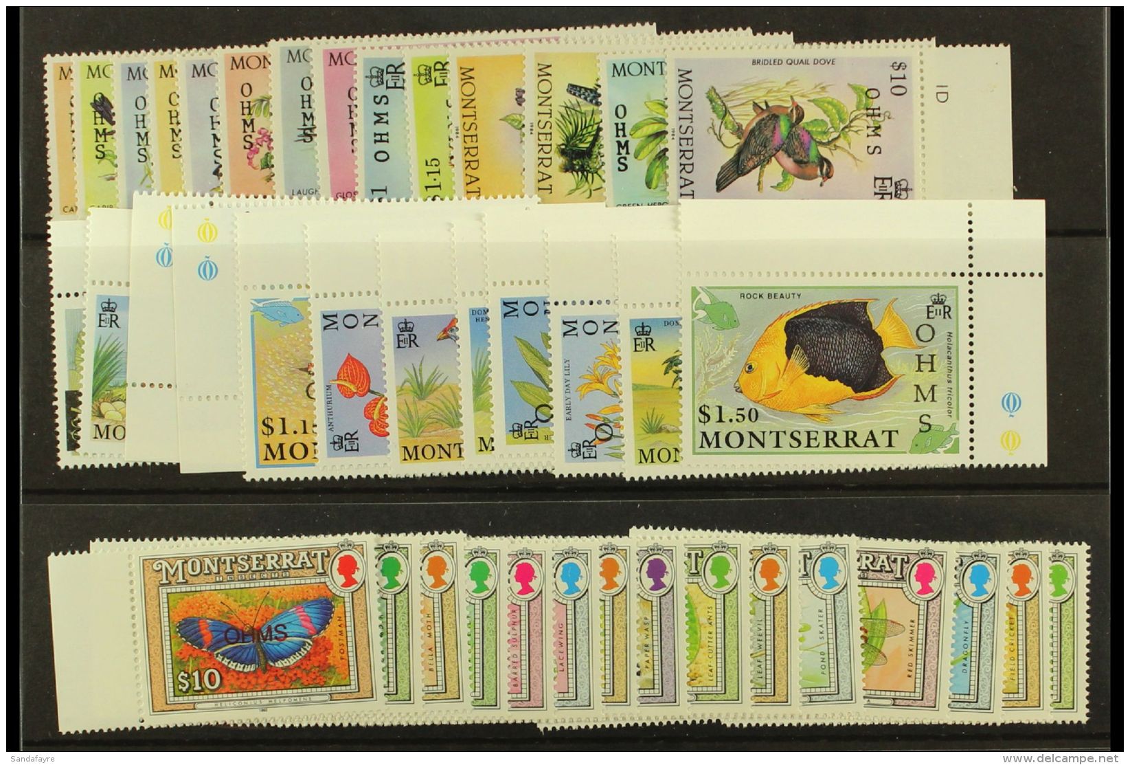 OFFICIALS 1985, 1992 &amp; 1993 "OHMS" Overprints Complete Sets, SG O62/75, O94/105 &amp; O106/20, Never Hinged... - Montserrat