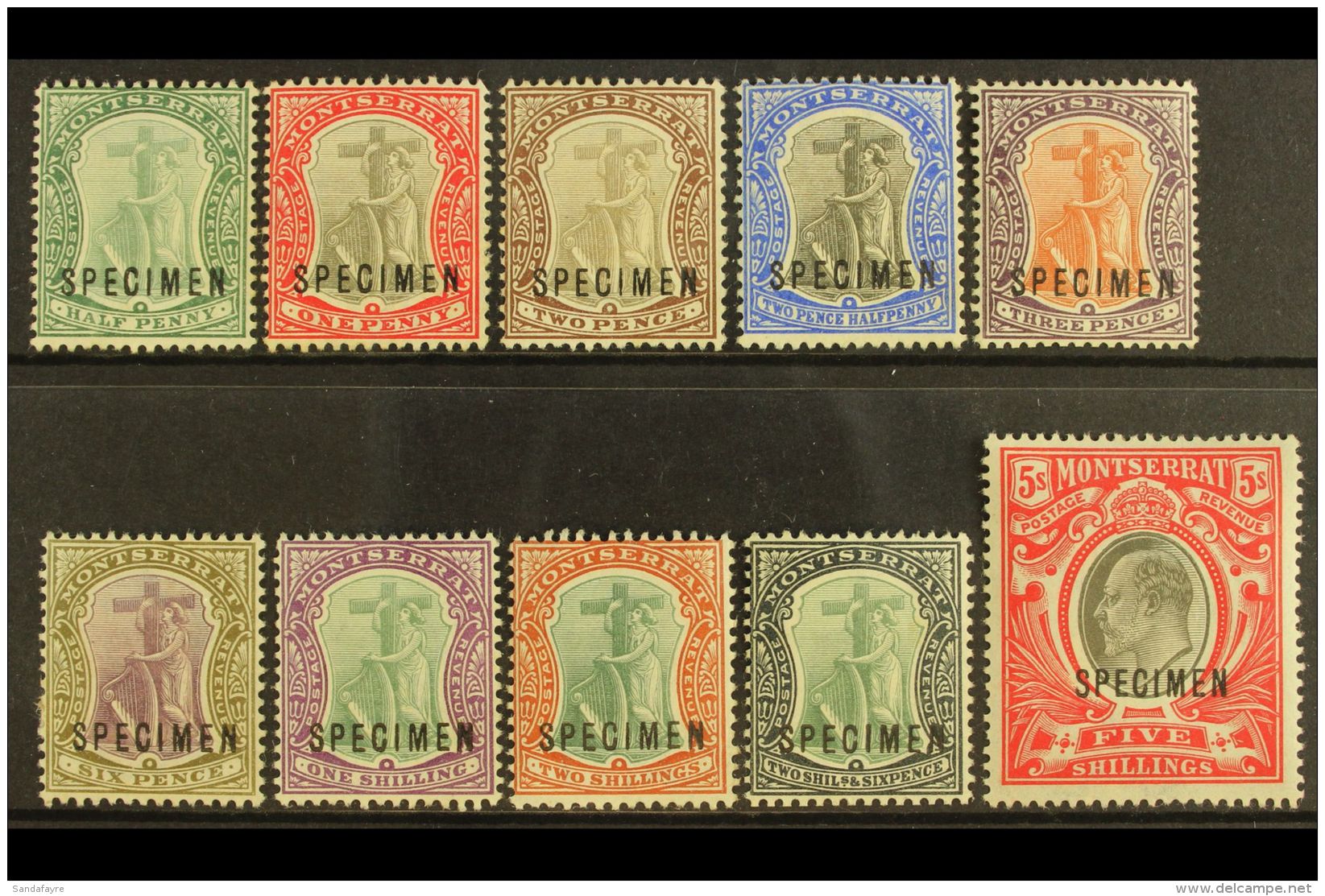 1903 Ed VII Set Complete, Wmk CA, Overprinted "Specimen", SG 14s/23s, Very Fine Mint. (10 Stamps) For More Images,... - Montserrat