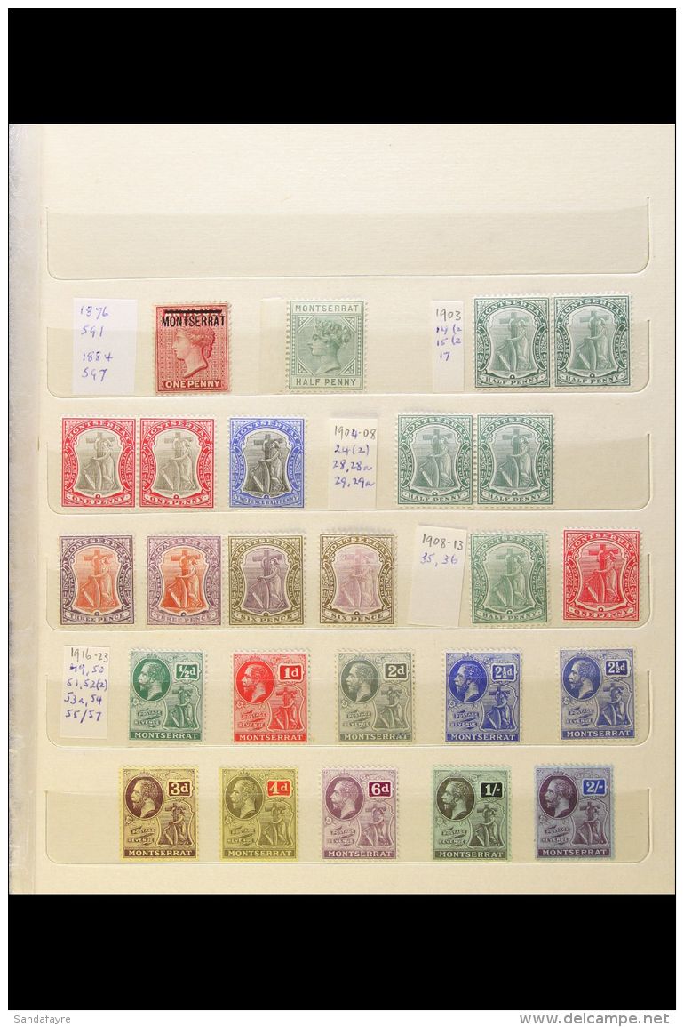 1876-1935 FINE MINT COLLECTION On Stock Pages, Mainly All Different With Some Shades, Inc 1876-83 1d Opt, 1904-08... - Montserrat