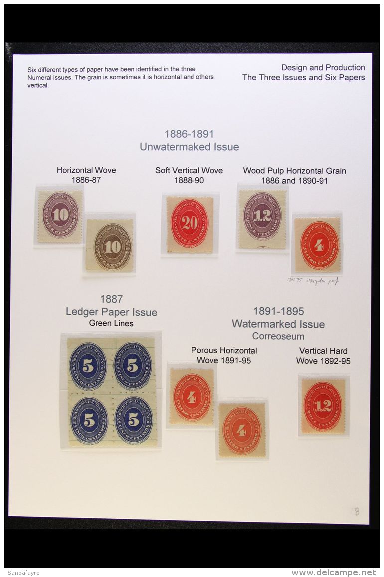 1886-1895 NUMERAL ISSUES - PAPER TYPES. An Interesting Fine Mint Group Written Up On An Exhibition Page, Showing... - Mexique