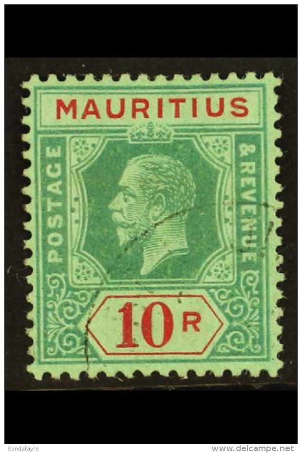 1913-22 10r Green &amp; Red/green On Emerald, SG 204c, Very Fine Cds Used. Lovely! For More Images, Please Visit... - Mauritius (...-1967)