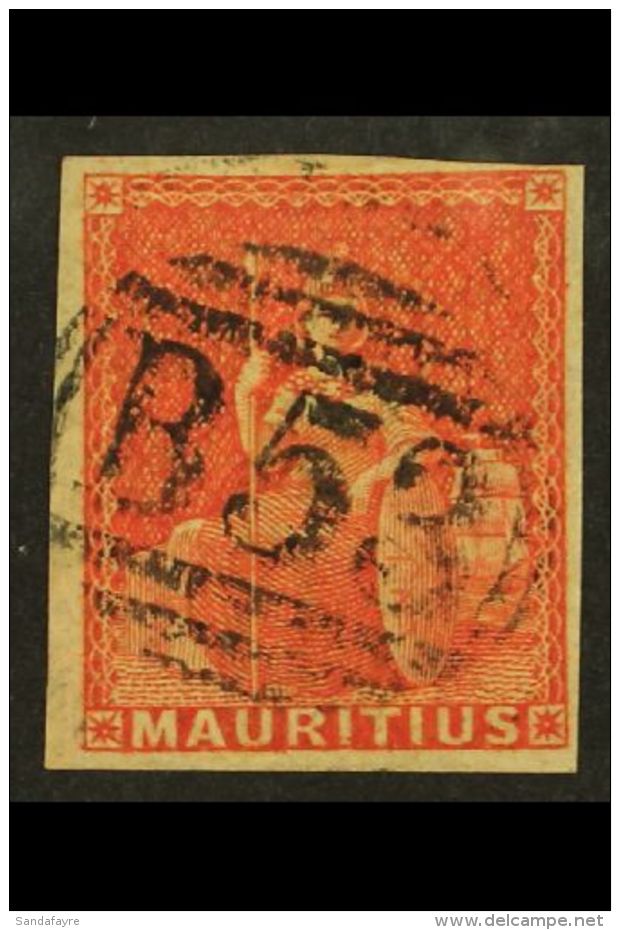 1858 (6d) Vermilion Britannia, SG 28, Fine Used With Clear To Large Margins And Neat Central "B 53" Barred Oval... - Maurice (...-1967)