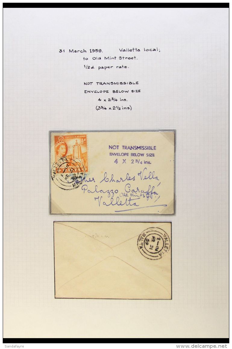 1953-57 COVERS AND CARDS A Fine Collection Bearing QEII Definitives With Values To 2s, Includes Items With "Not... - Malta (...-1964)