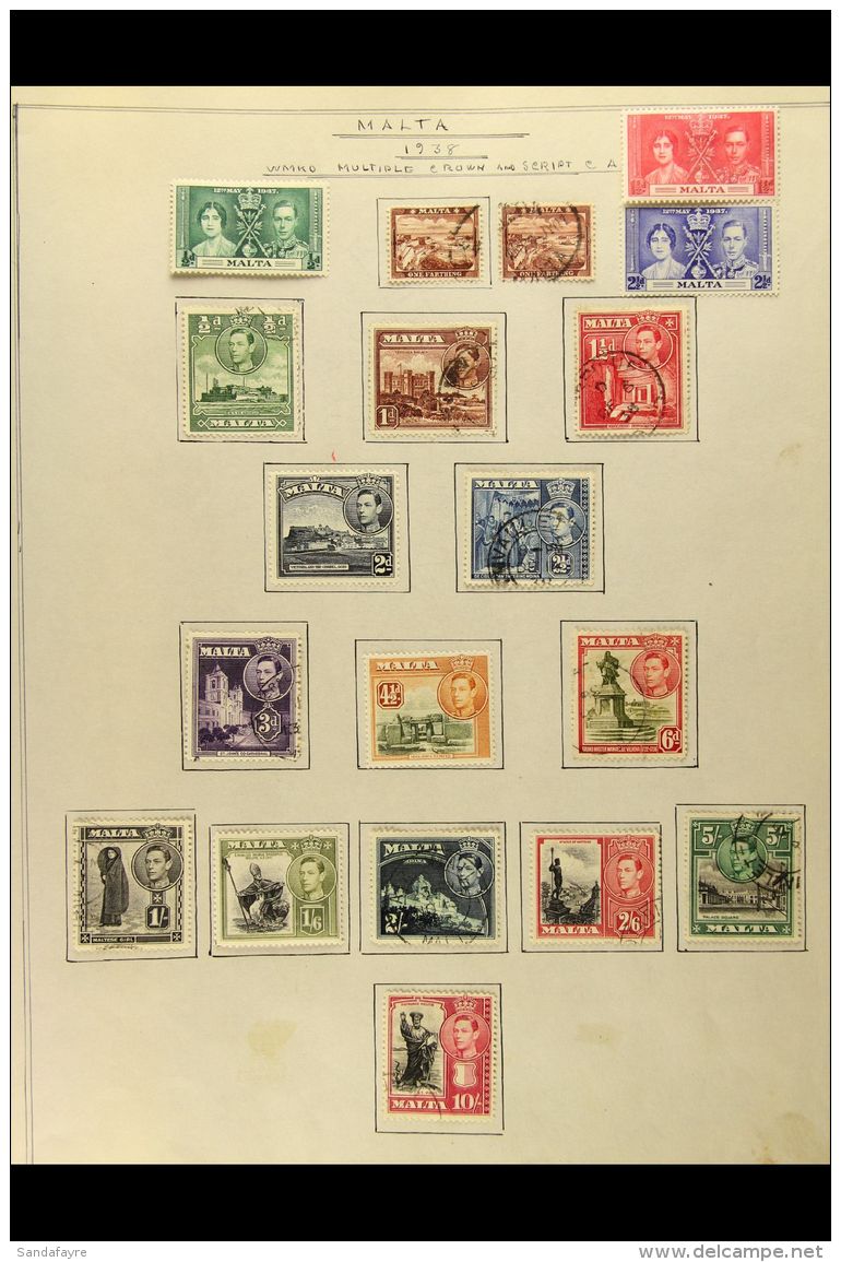 1937-52 KGVI COLLECTION A Mixed Mint &amp; Used Collection On Old Album Pages. An Attractive Range To &pound;1... - Malte (...-1964)