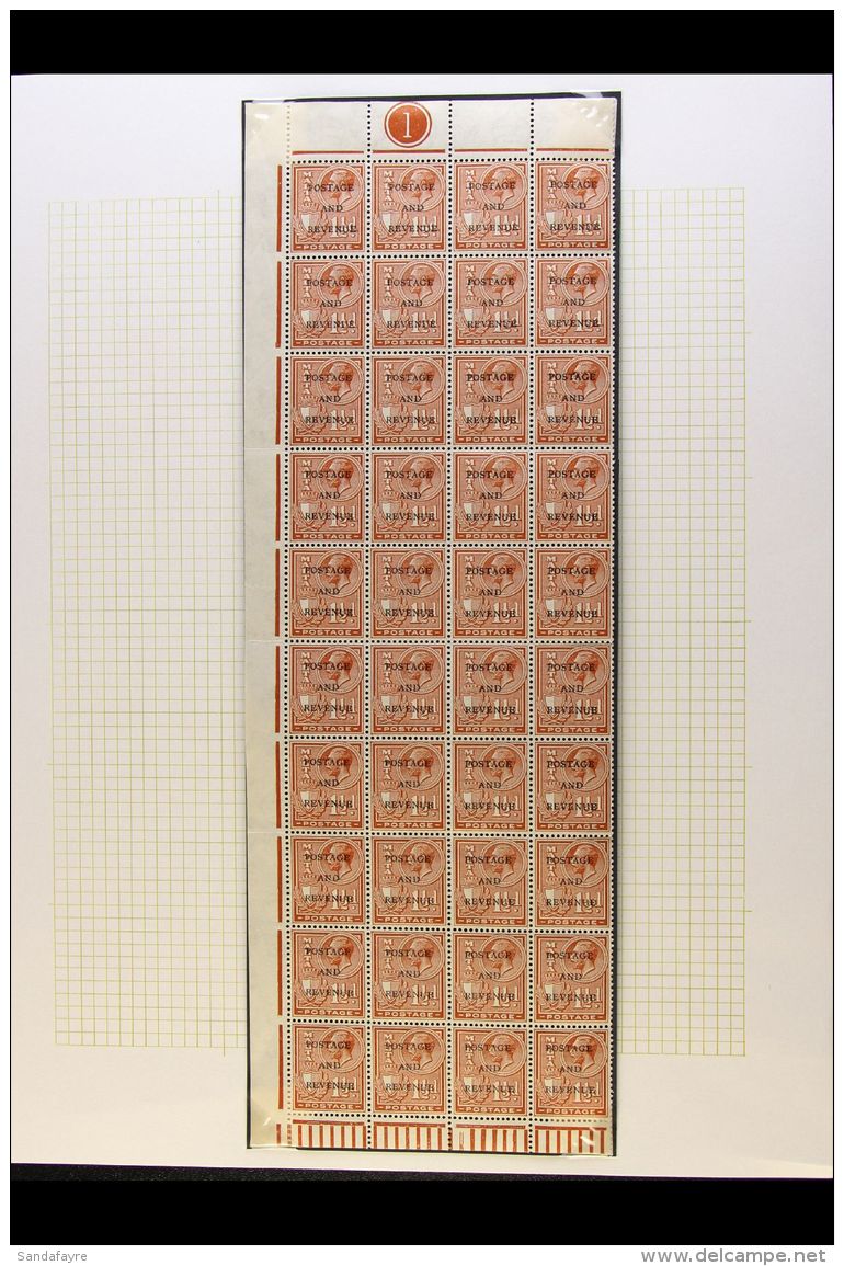 1928 1&frac12;d Chestnut Overprint, SG 178, Never Hinged Mint BLOCK Of 40 (three Vertical Columns From The Left Of... - Malte (...-1964)