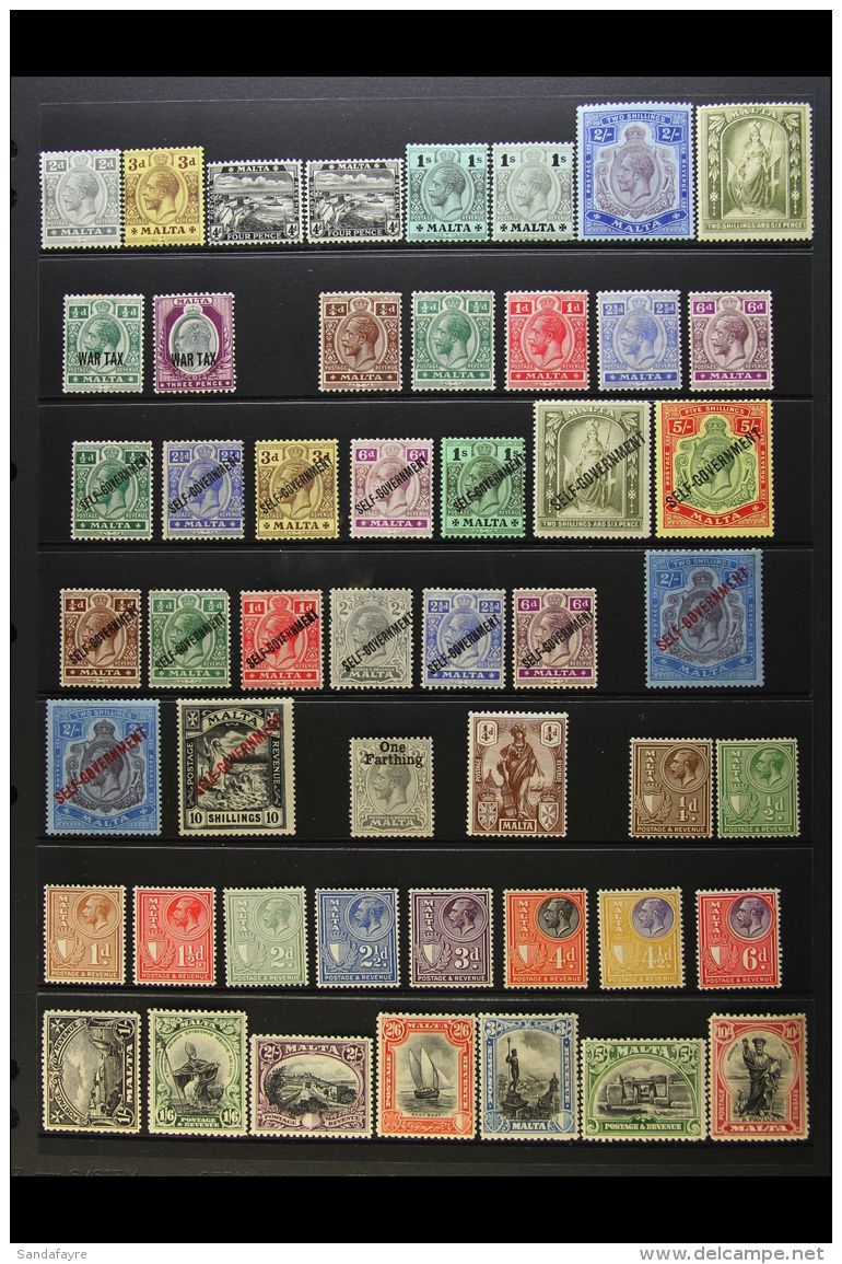 1914-27 MINT KGV COLLECTION An Attractive Mint KGV Collection With "Better" Values Presented On A Stock Page.... - Malta (...-1964)