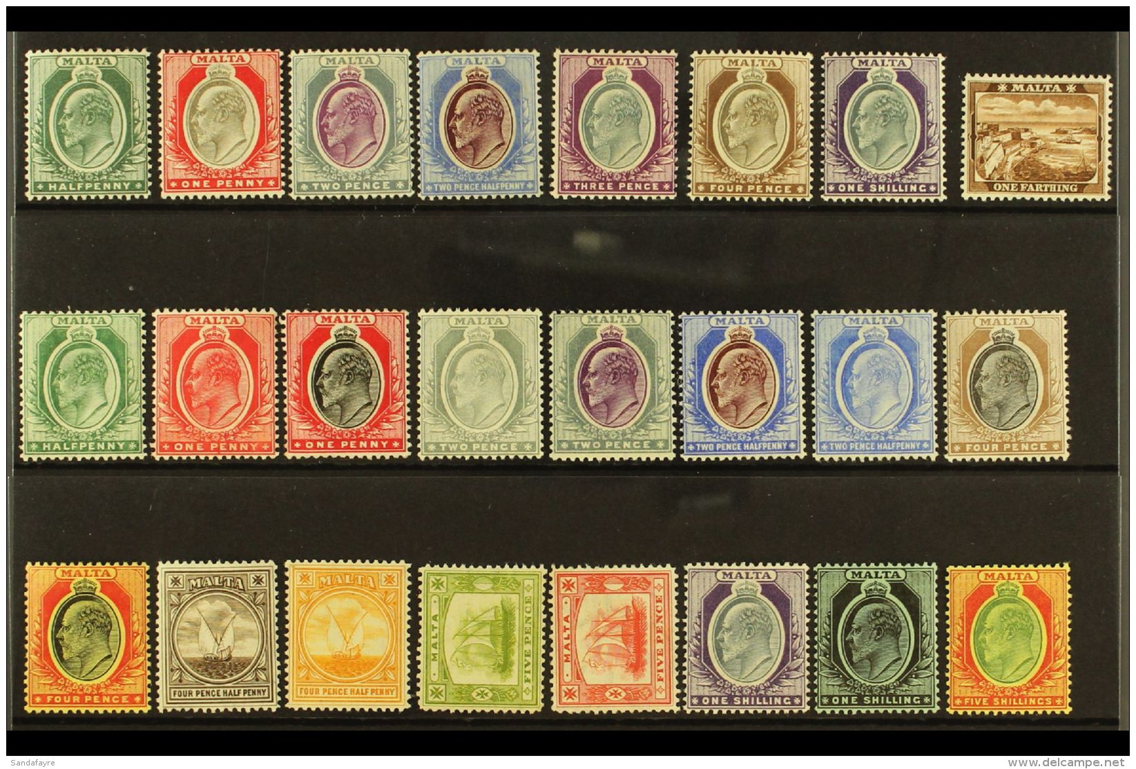 1903-1914 COMPLETE KEVII VERY FINE MINT COLLECTION On A Stock Card, All Different, Comprising 1903-04 Set &amp;... - Malta (...-1964)