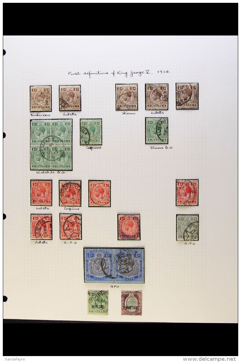 1899-1930 USED COLLECTION On Leaves With Plenty Of Postmarks Interest, Inc 1899-1901 2s6d Pair, 1914-21 To 2s... - Malta (...-1964)