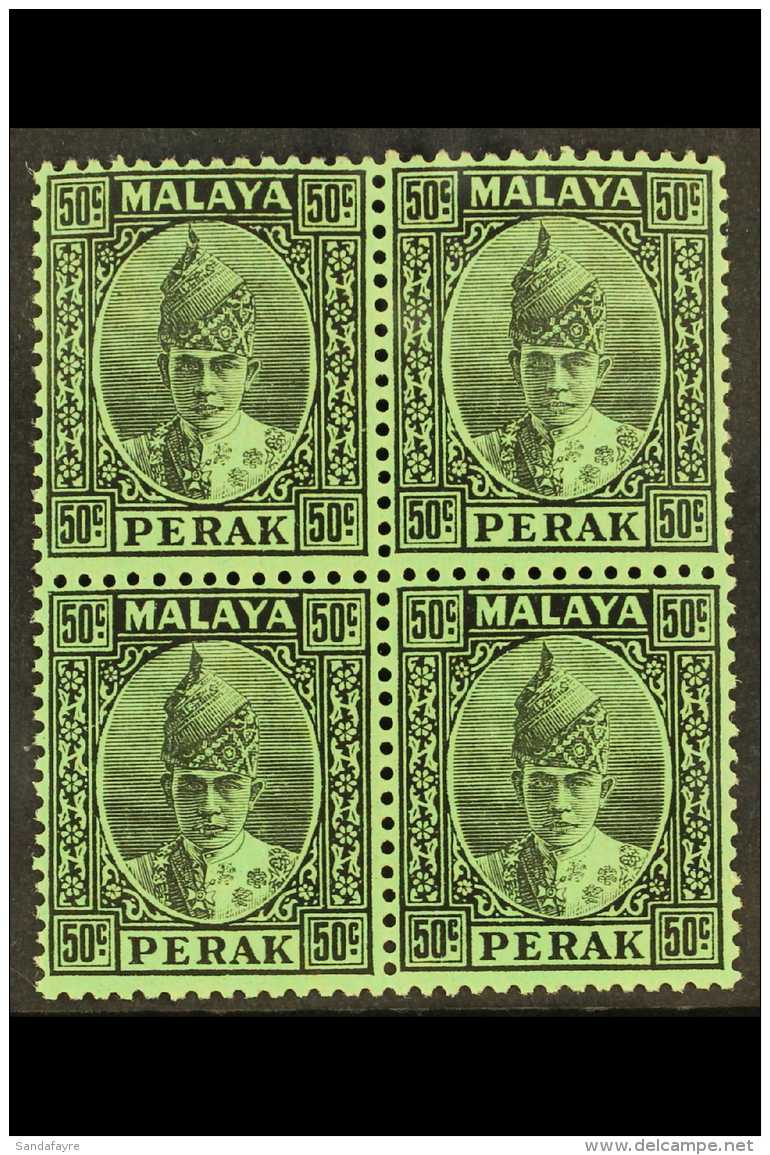 PERAK 1938-41 50c Black/emerald, SG 118, BLOCK OF FOUR, Very Fine Never Hinged Mint. For More Images, Please Visit... - Autres & Non Classés