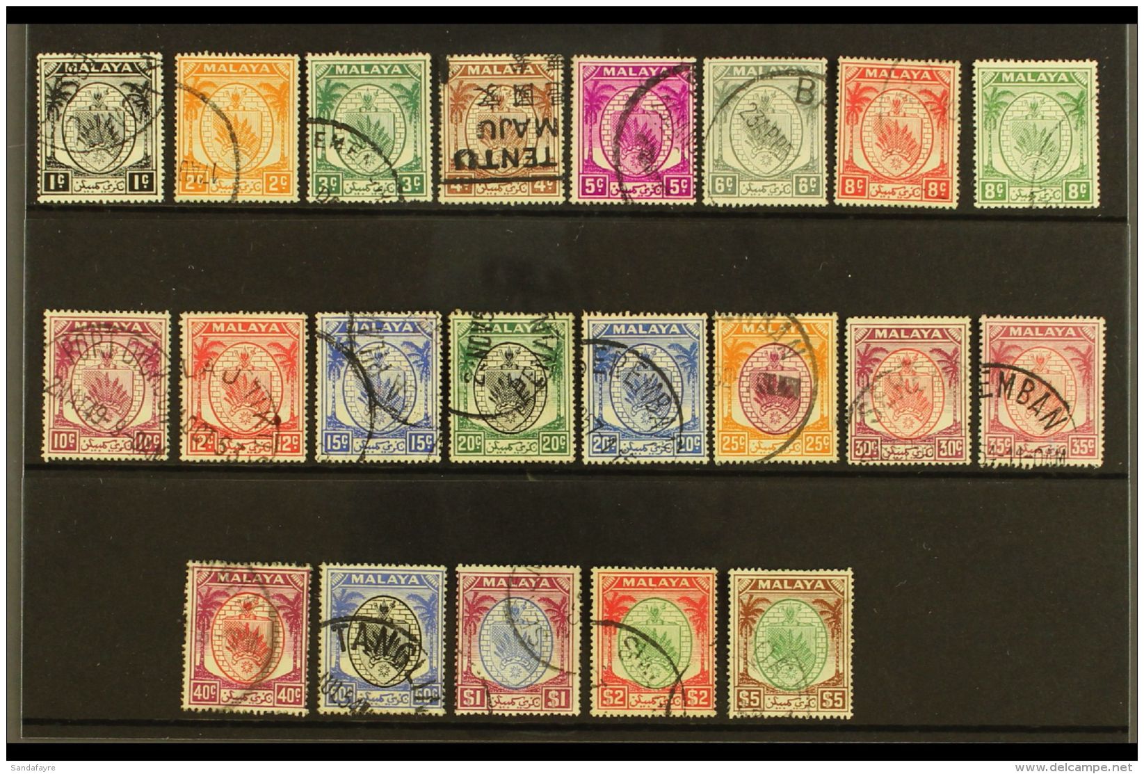 NEGRI SEMBILAN 1949-55 Arms Complete Set, SG 42/62, Very Used, Fresh. (21 Stamps) For More Images, Please Visit... - Other & Unclassified