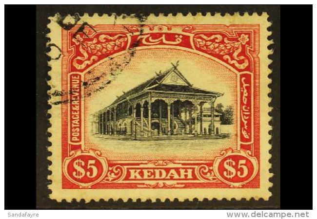 KEDAH 1912 $5 Black And Red Council Chamber, SG 14, Very Fine Used. For More Images, Please Visit... - Autres & Non Classés