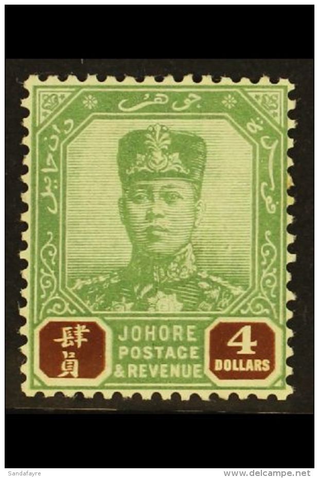 JOHORE 1918-20 $4 Green &amp; Brown, SG 100, Fine Mint, Very Fresh. For More Images, Please Visit... - Autres & Non Classés