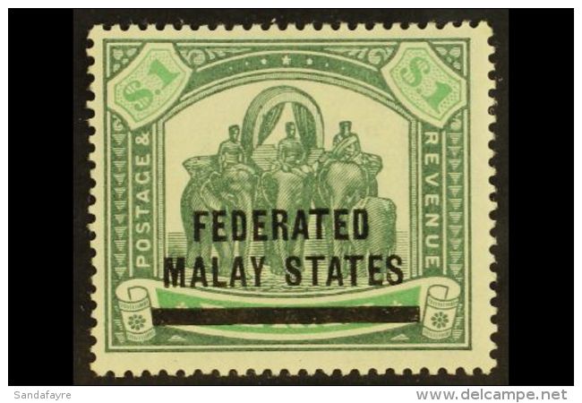 FMS 1900 $1 Green &amp; Pale Green Overprint On Perak, SG 11, Fine Mint, Very Fresh &amp; Attractive. For More... - Autres & Non Classés