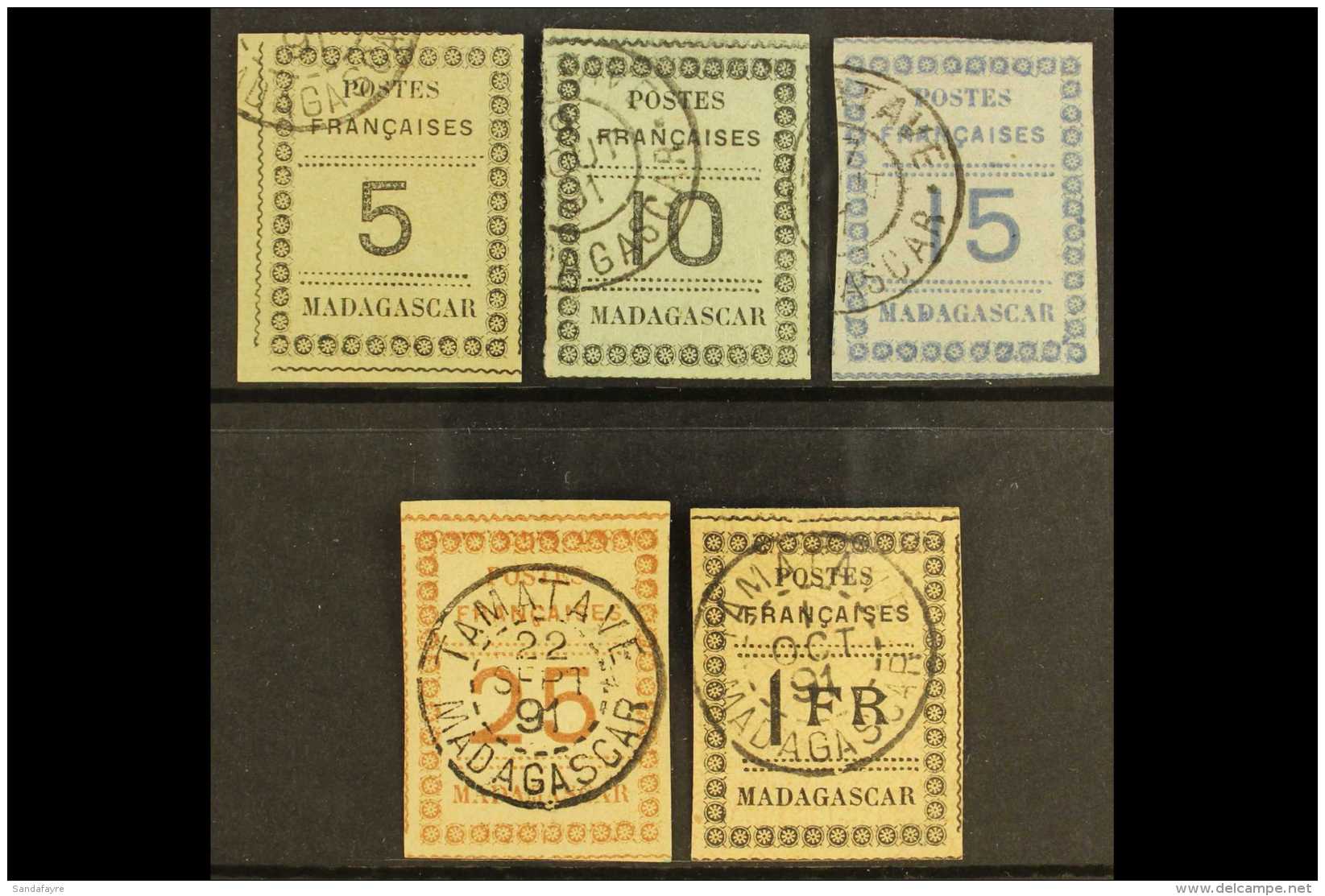 1891 Numeral Issue Complete Set To 1fr, Yv 8/12, Fine And Fresh Used With Margins All Round. (5 Stamps) For More... - Other & Unclassified