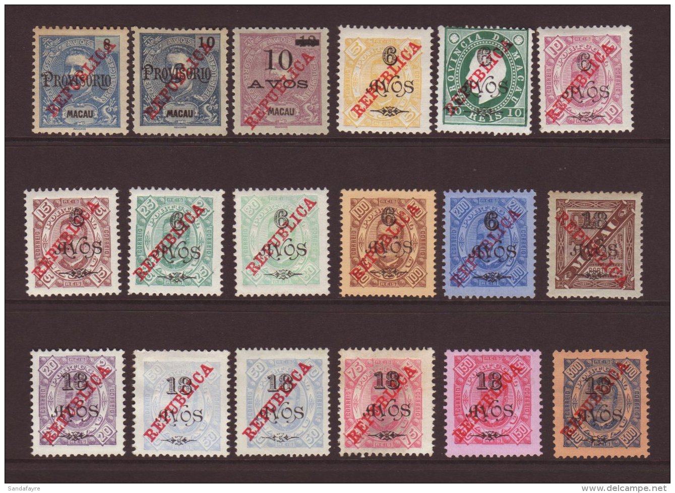 1915 "REPUBLICA" Overprinted (with Flat Top To Last "A") Set Complete With One Of Each Value, Between SG 281 And... - Other & Unclassified