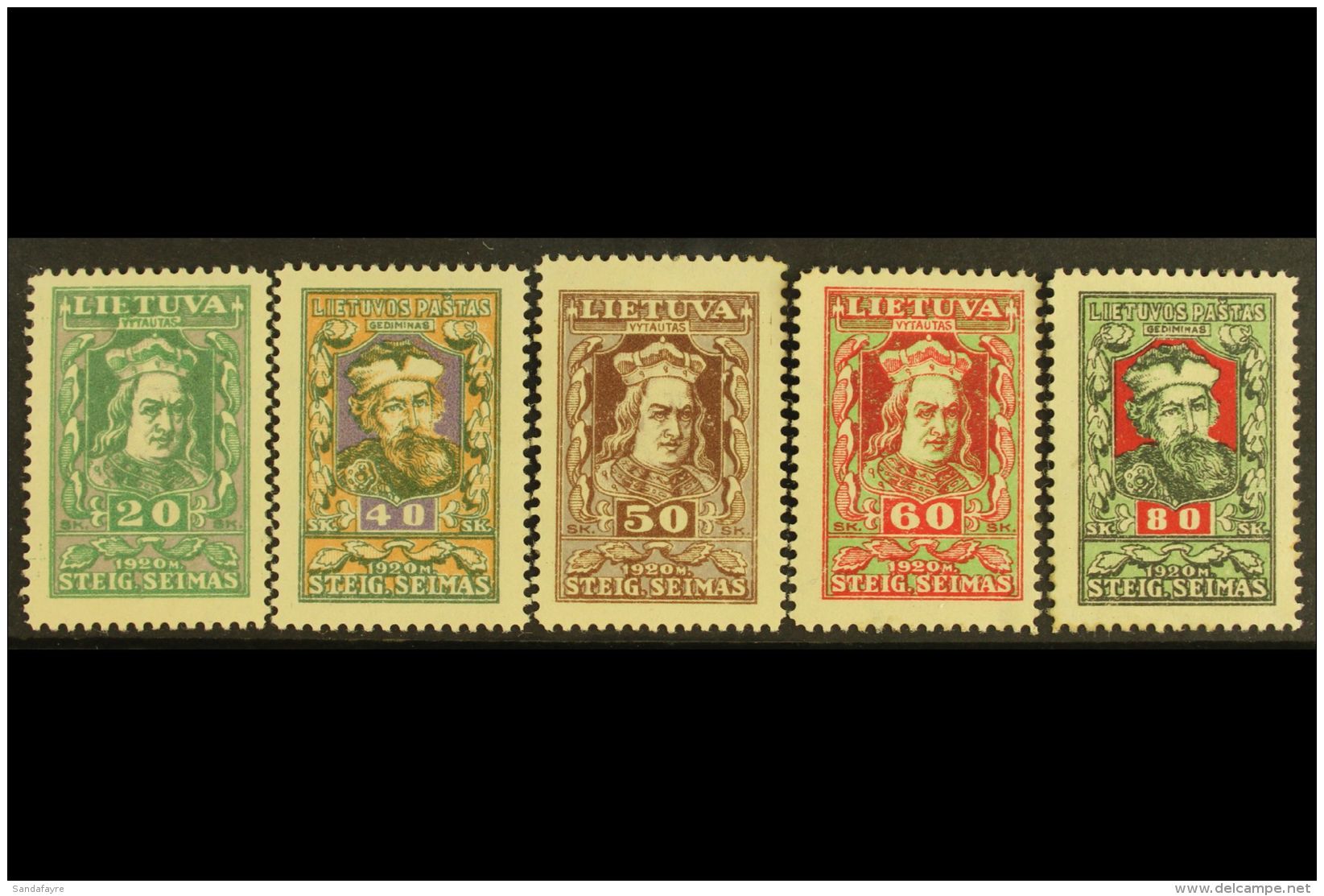 1920 National Assembly SPECIAL PRINTINGS In Different Colours Complete Set (Michel 78/83 I, SG 78a/83a), Mint,... - Lithuania