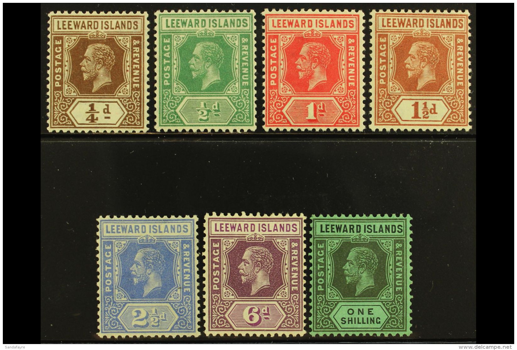 1921-32 Reversed To Die I Complete Set, SG 81/87, Very Fine Mint, Very Fresh. (7 Stamps) For More Images, Please... - Leeward  Islands