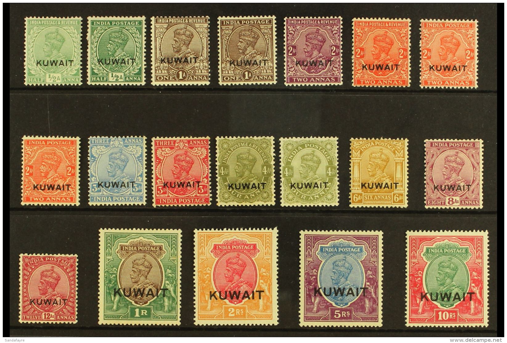 1929-37 Overprints On King George V Stamps Of India Set Complete To 10r, SG 16/28, Fine Mint, The 10r Is Never... - Koweït