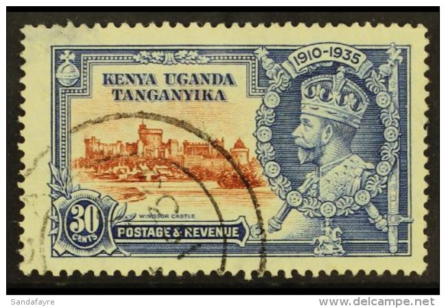 1935 30c Brown And Deep Blue Silver Jubilee, Diagonal Line By Turret, Cds Used, Thin At Upper Left. For More... - Vide